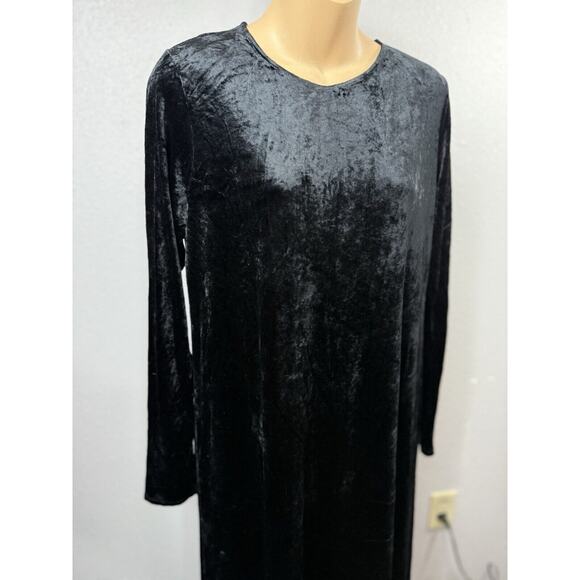 EILEEN FISHER Black Velvet Long Sleeve Maxi Dress Size Small Holiday - Picture 3 of 14